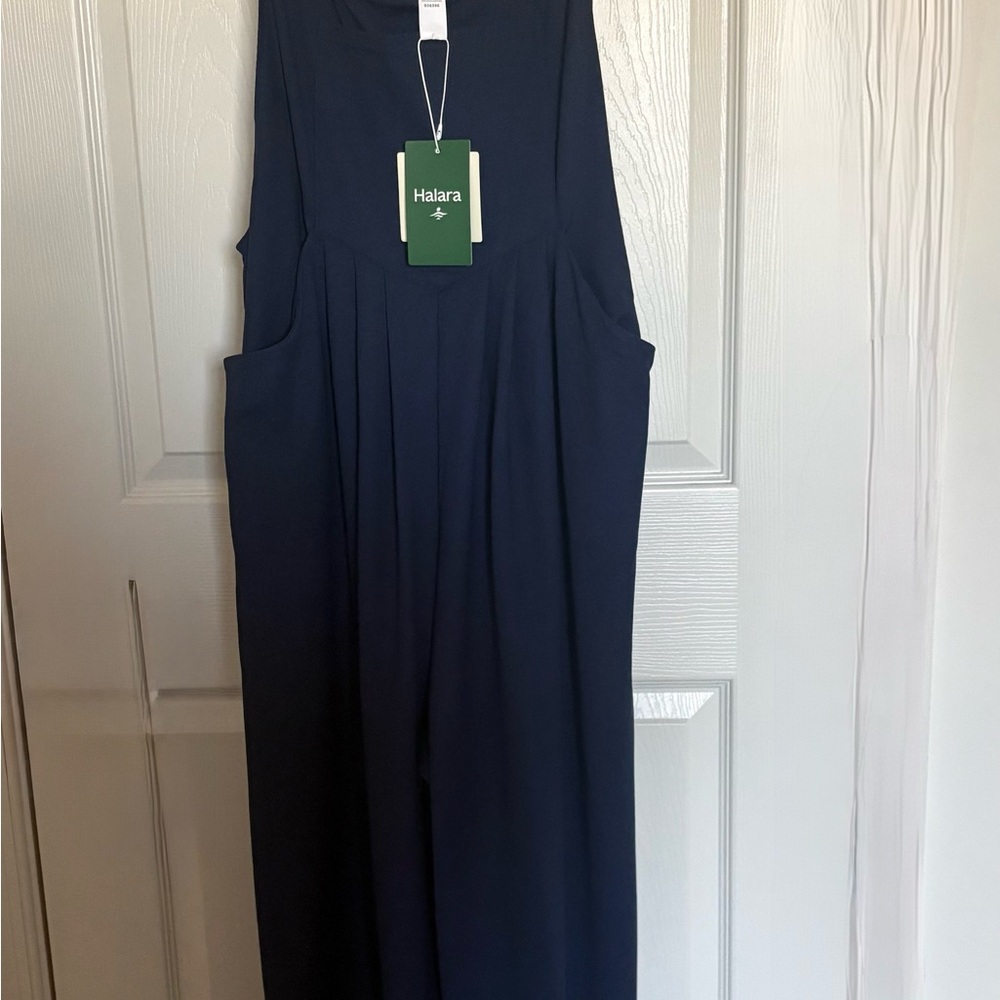 HALARA Dark Blue Sleeveless Jumpsuit